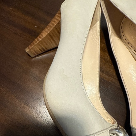 Coach ‘Tatiana’ Burnished Leather Peep-Toe Pumps, Parchment (Cream color) Size 7 - Picture 7 of 10